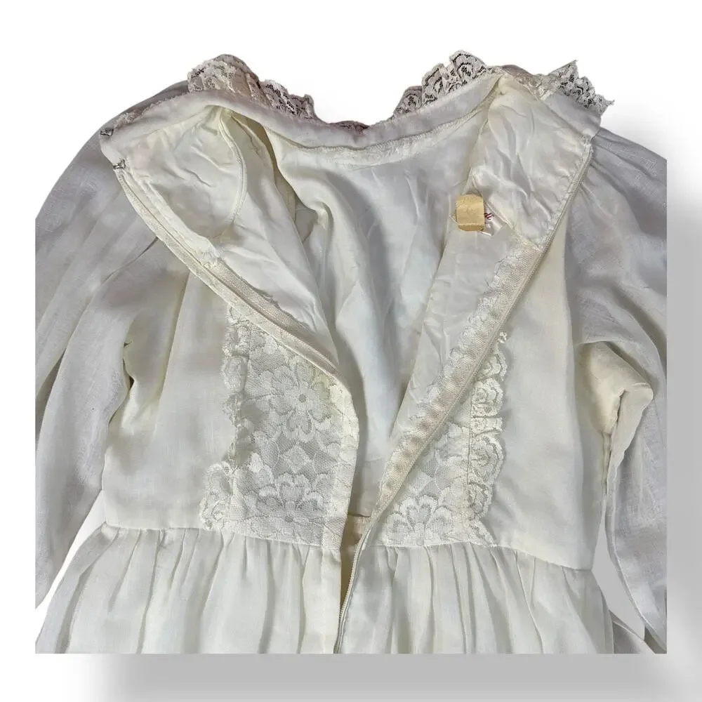Candi Jones‎ California Vintage 70s Cream Lace Trim Prairie Wedding Dress Size S - Picture 9 of 14